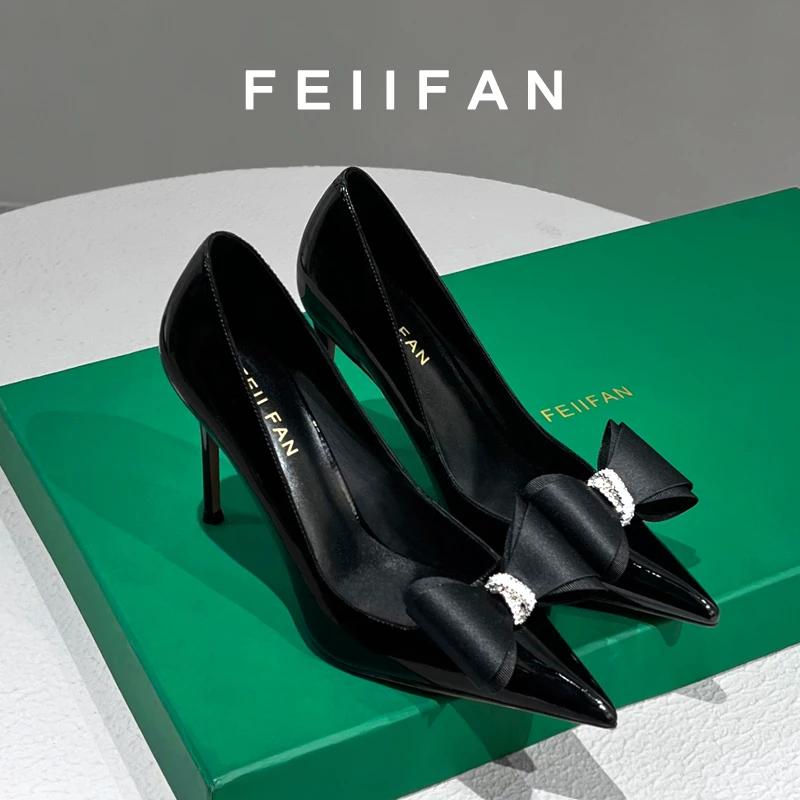 【现货】黑色高跟鞋2025春秋新款细跟高级感轻奢气质百搭单鞋女8612