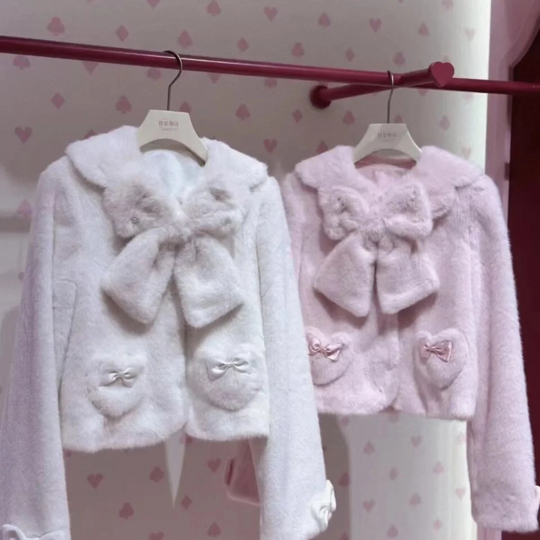 仲夏物语草莓蛋糕毛绒外套加绒加厚小香风洋气甜美外套