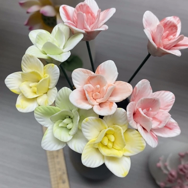 陶瓷陶瓷材料5朵素烧混搭