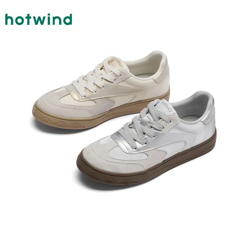 热风女士软底软面小白鞋多巴胺透气干爽舒适时尚休闲鞋H14W25711