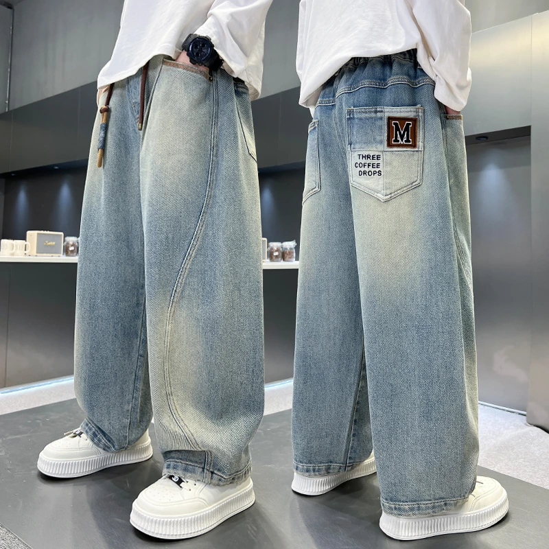 男童春季直筒水洗软牛仔裤2025新款中大童宽松休闲长裤儿童春装裤