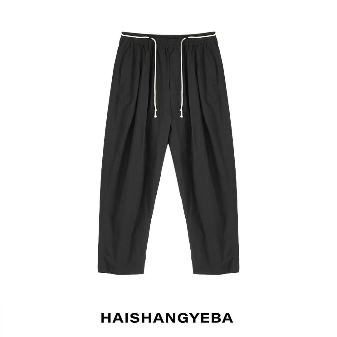 【海上叶爸】新款2025春秋百搭棉男女同款松紧腰通勤直筒阔腿裤