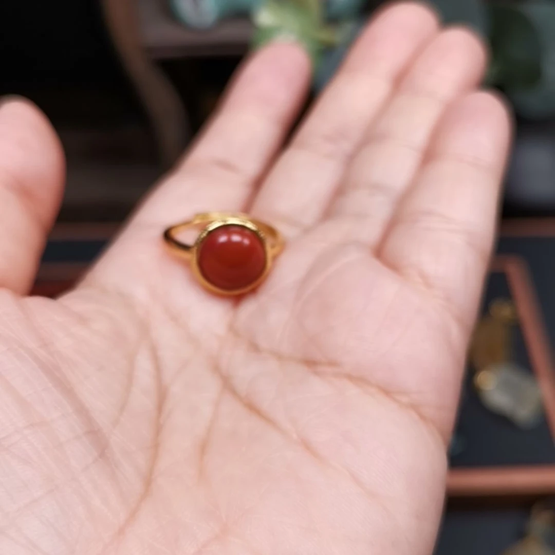 南红玛瑙戒指银S925镶嵌克*