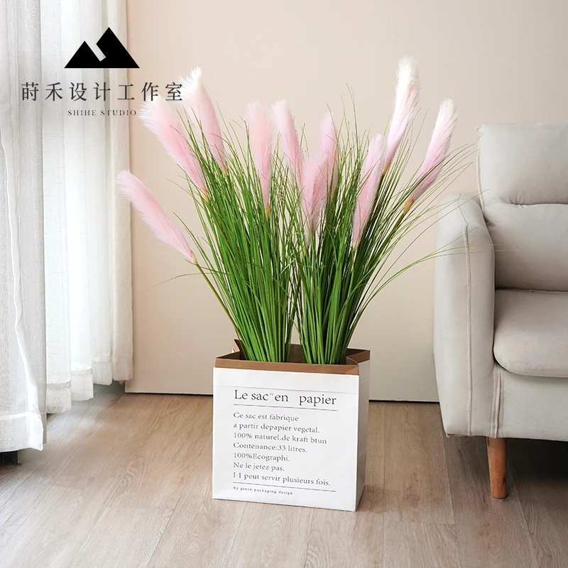 100厘米高度芦苇草真花束客厅屏风隔断装饰品