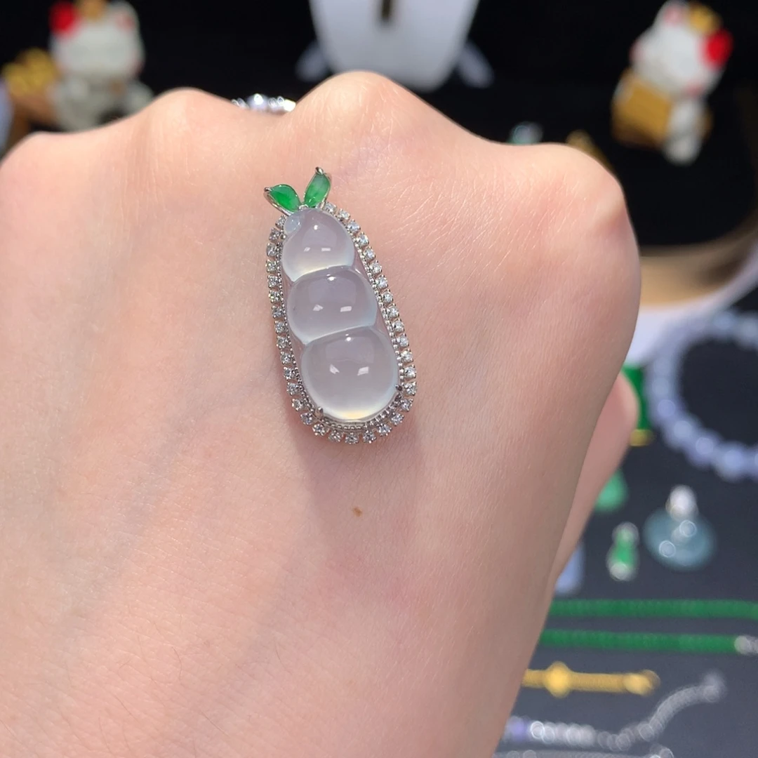 翡翠18K金镶嵌挂件48小时鉴赏期 退货不扣服务费