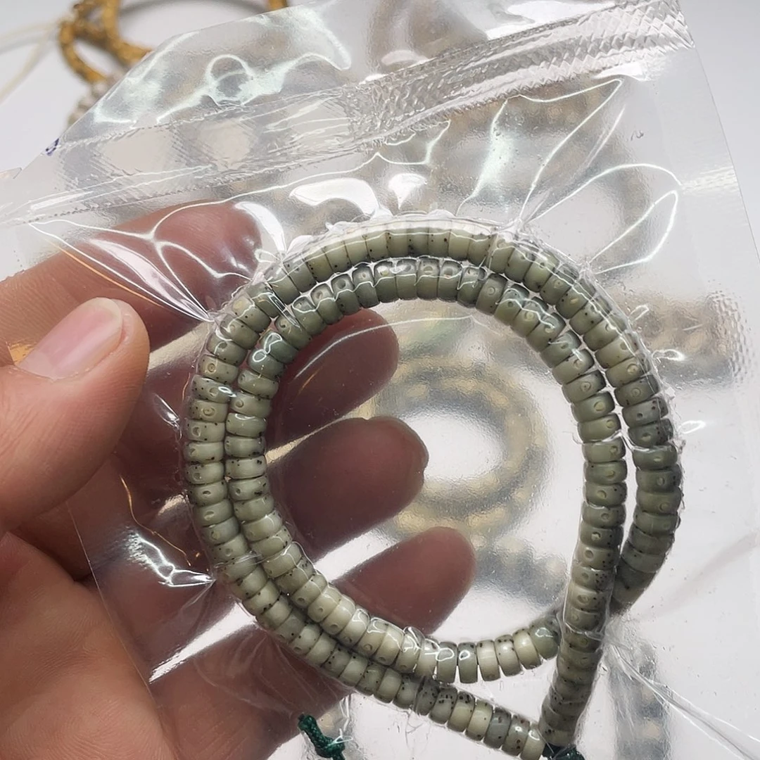 把件星月菩提石玉料3x6药片108