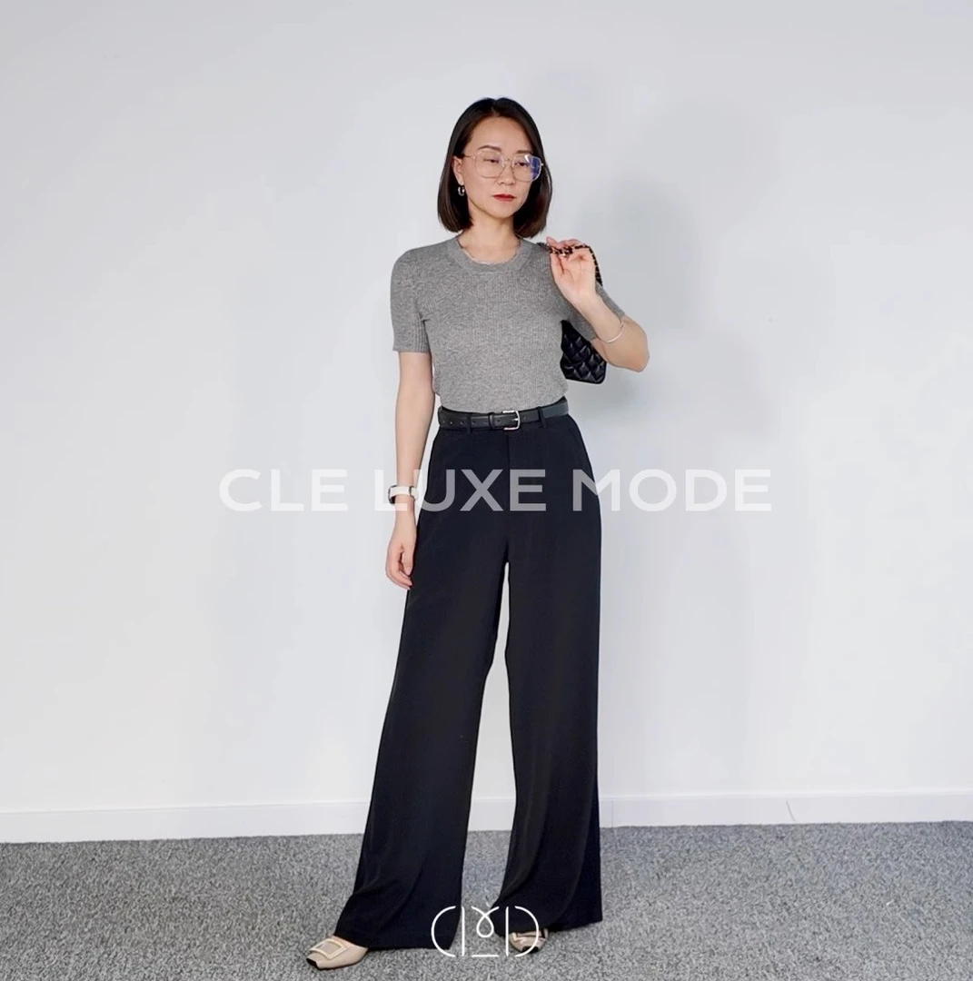 Cle Luxe Mode 100桑蚕丝抗皱阔腿西装裤CP25566155