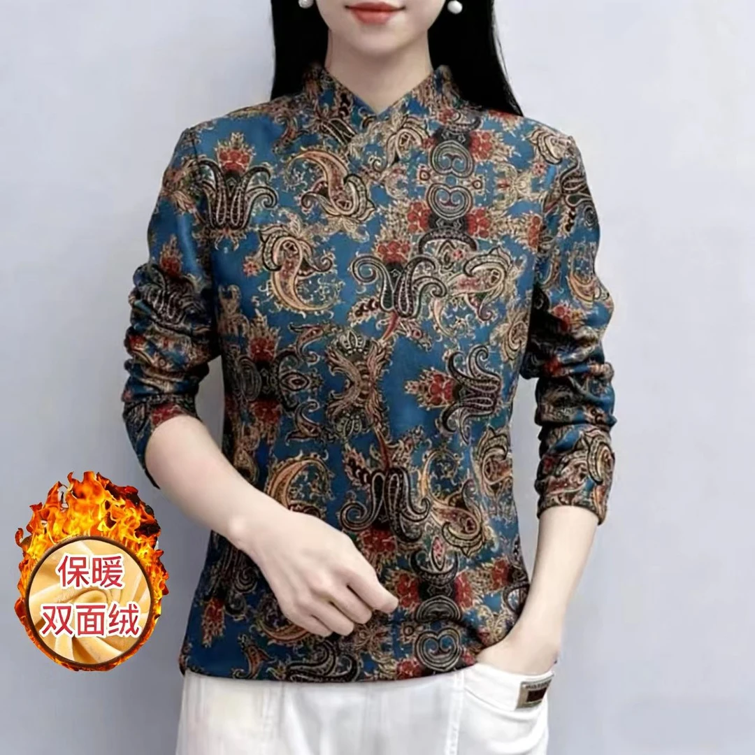 冬季保暖洋气小衫女遮肉显瘦四面弹打底卫衣绒衫