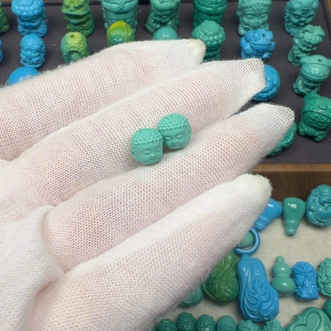 高瓷绿宝宝佛一对卡八