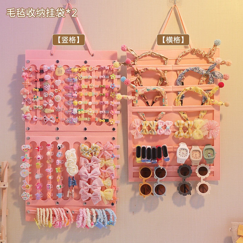 儿童发夹收纳壁挂女童发箍发卡头绳墙上发饰挂墙饰品首饰盒壁挂袋