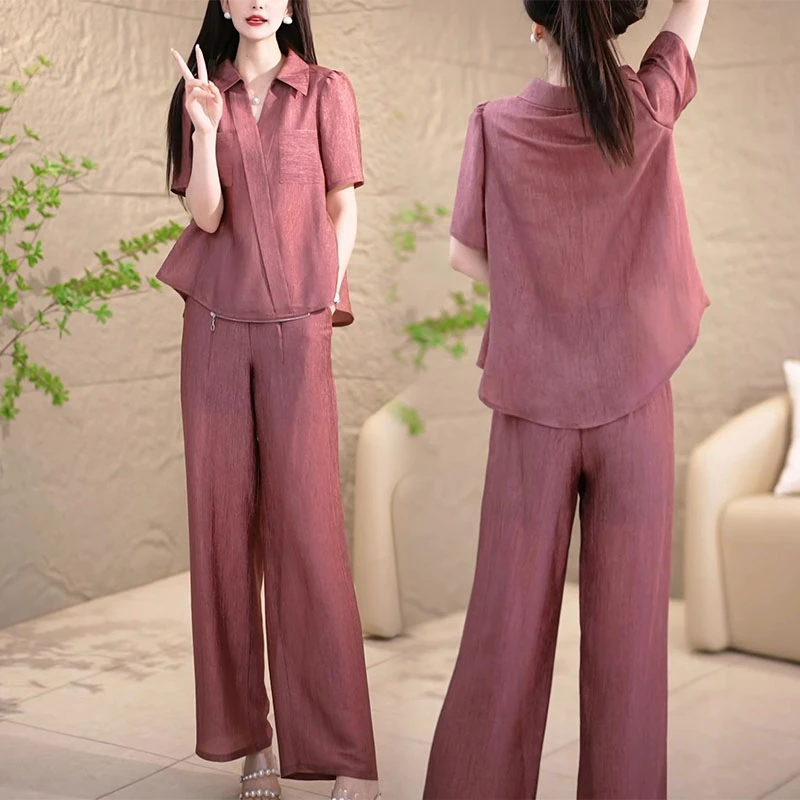 2025夏季新款减龄两件套百搭时尚优雅宽松洋气韩版短袖套装高级感