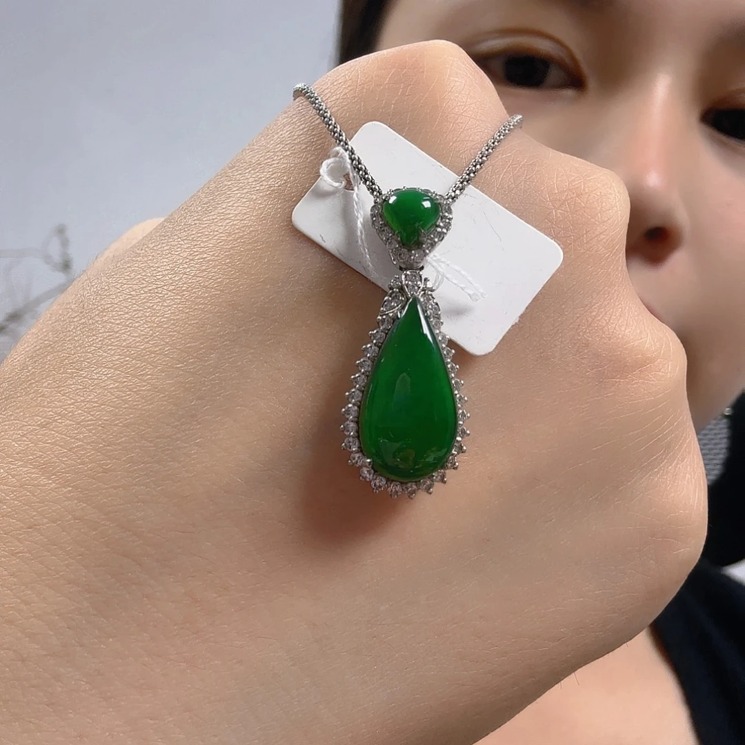 翡翠银S925镶嵌吊坠(不含链)