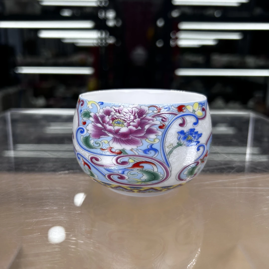 瓷韵优品 羊脂玉瓷掐丝珐琅彩主人杯-5458（直播专享）