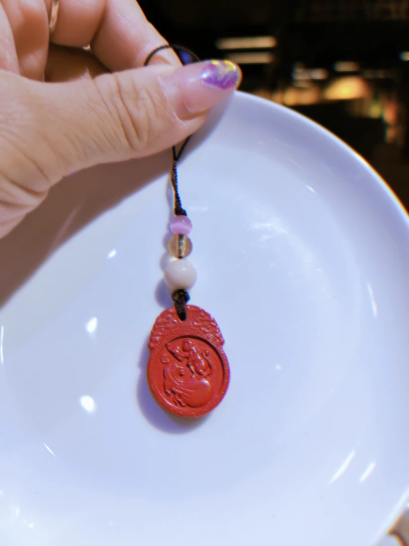 含辰砂工艺品双面朱砂生肖猴和守护神