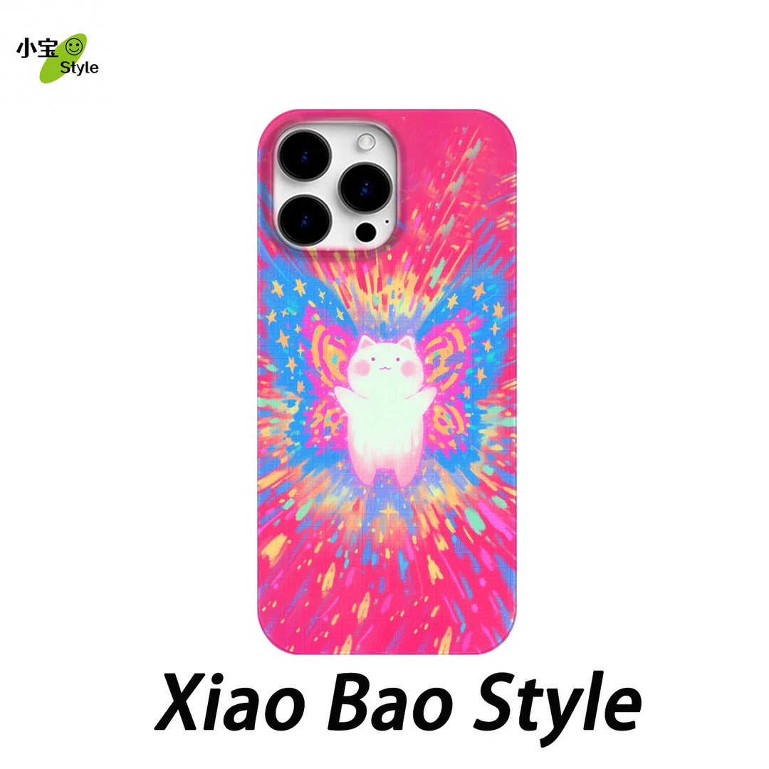 发光猫猫适用苹果15pro手机壳iPhone16pro小众14趣味13pro/12个性