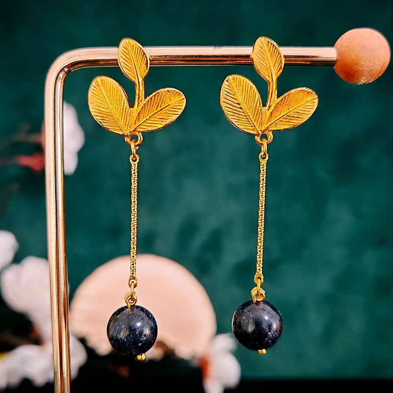 多吉米叶澜星珠复古新中式原创高级感耳环无耳洞耳夹耳饰配汉服