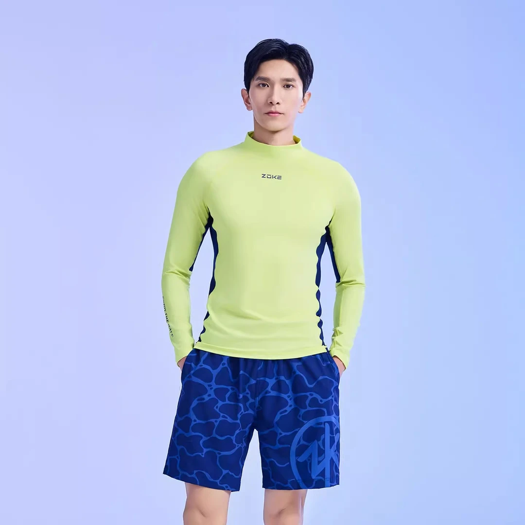 【洲克】男士泳衣长袖防晒保暖zoke大码沙滩度假高领冲浪速干吸汗