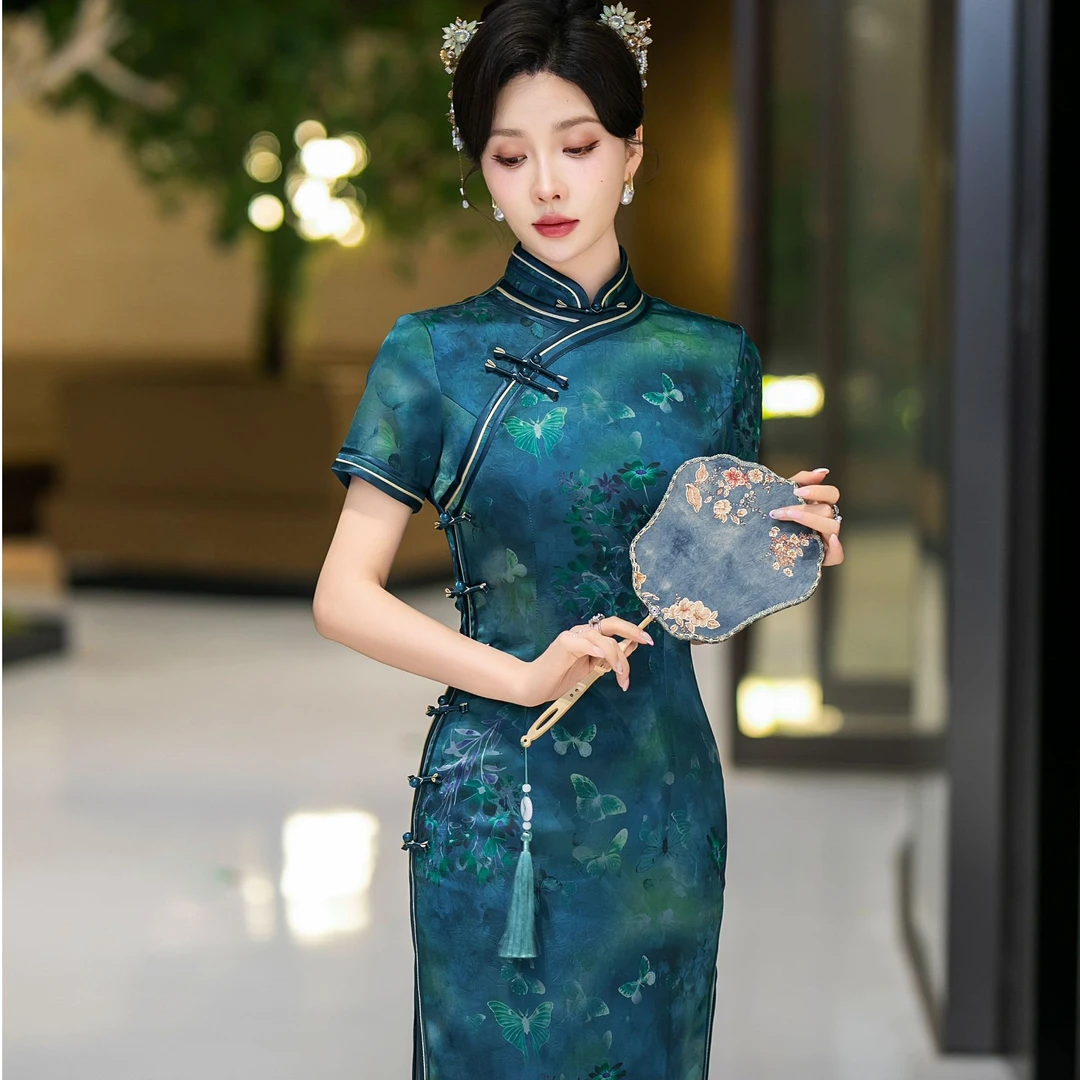 5658白幼秀新款复古时尚优雅中式立领港风款旗袍中国风旗袍