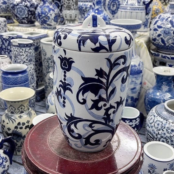 摆件手工手绘高温釉下彩，摆件，储物罐茶叶罐