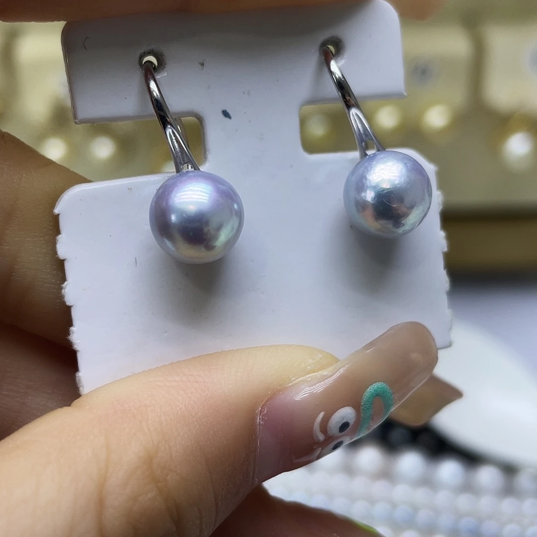 银S925镶嵌海水珍珠耳饰