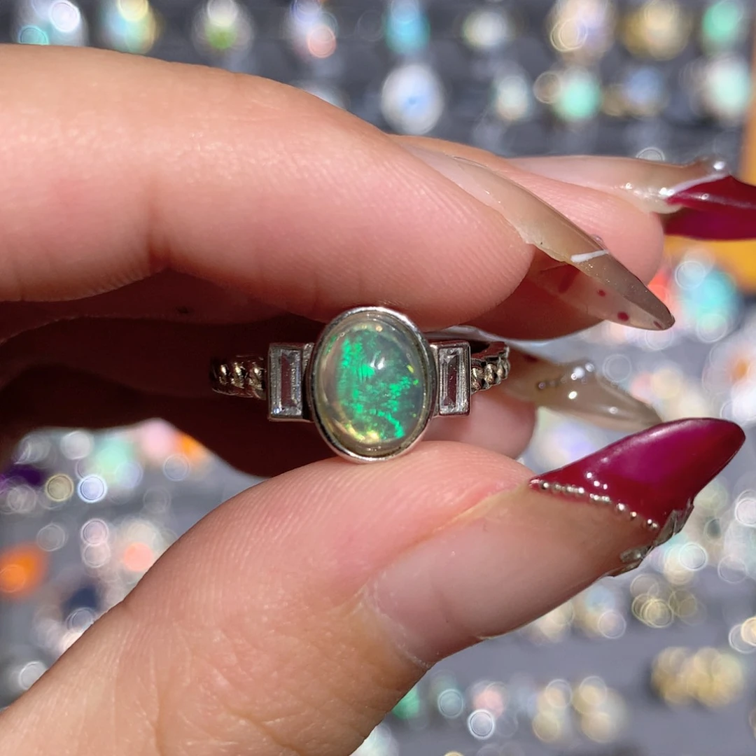 欧泊银S925镶嵌欧泊戒指y