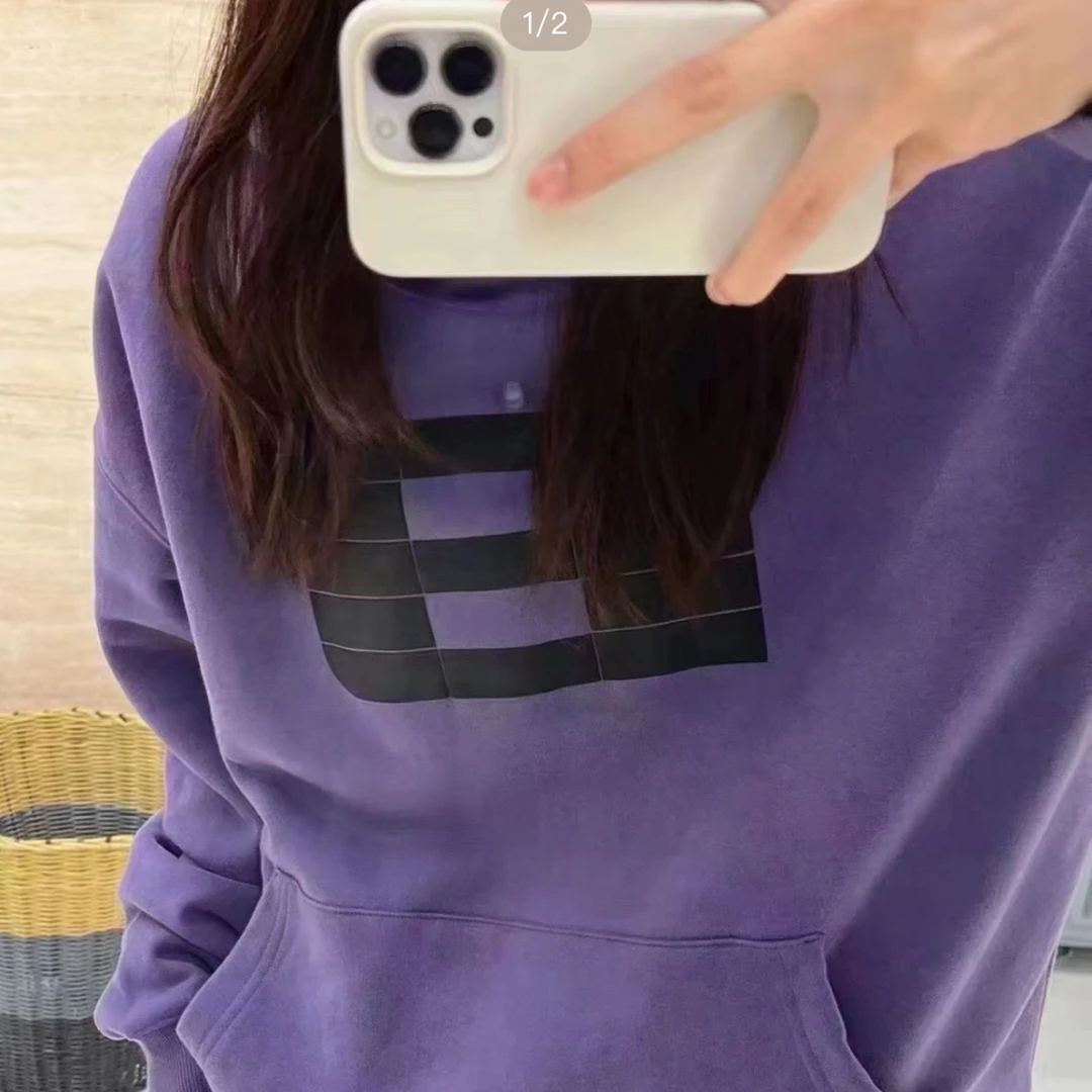 灰紫色真的爆好看！！前胸B字大logo连帽卫衣 男女同款（微瑕）