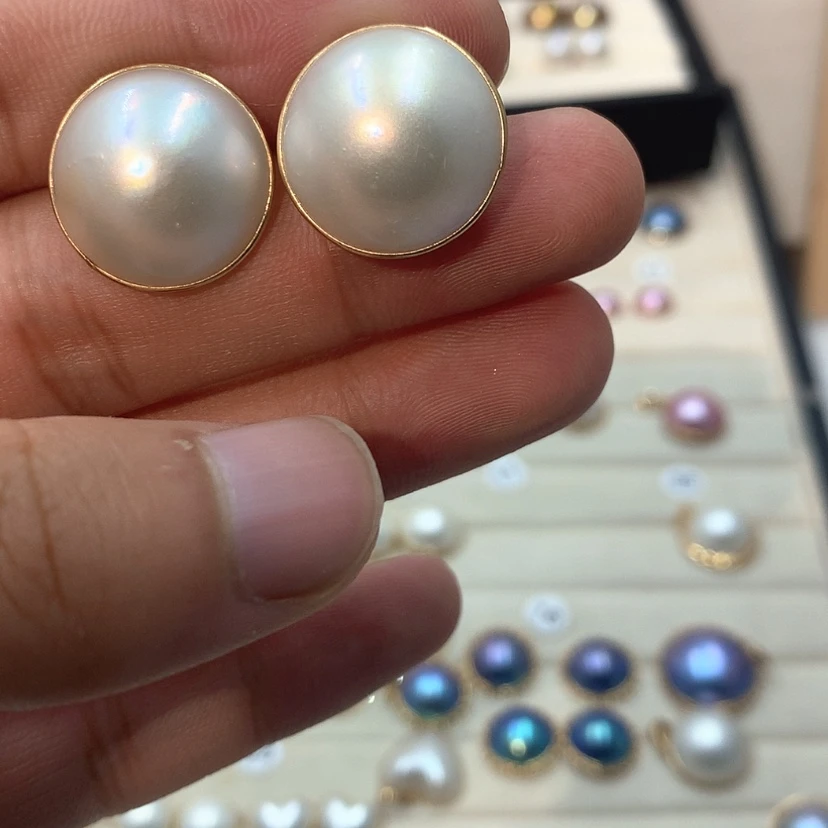 【闪购商品】耳饰拼合珍珠（马贝珠）18K金镶嵌