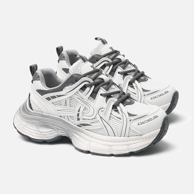 新款真皮厚底老爹鞋女2025春季韩版增高百搭运动休闲鞋夏季透气