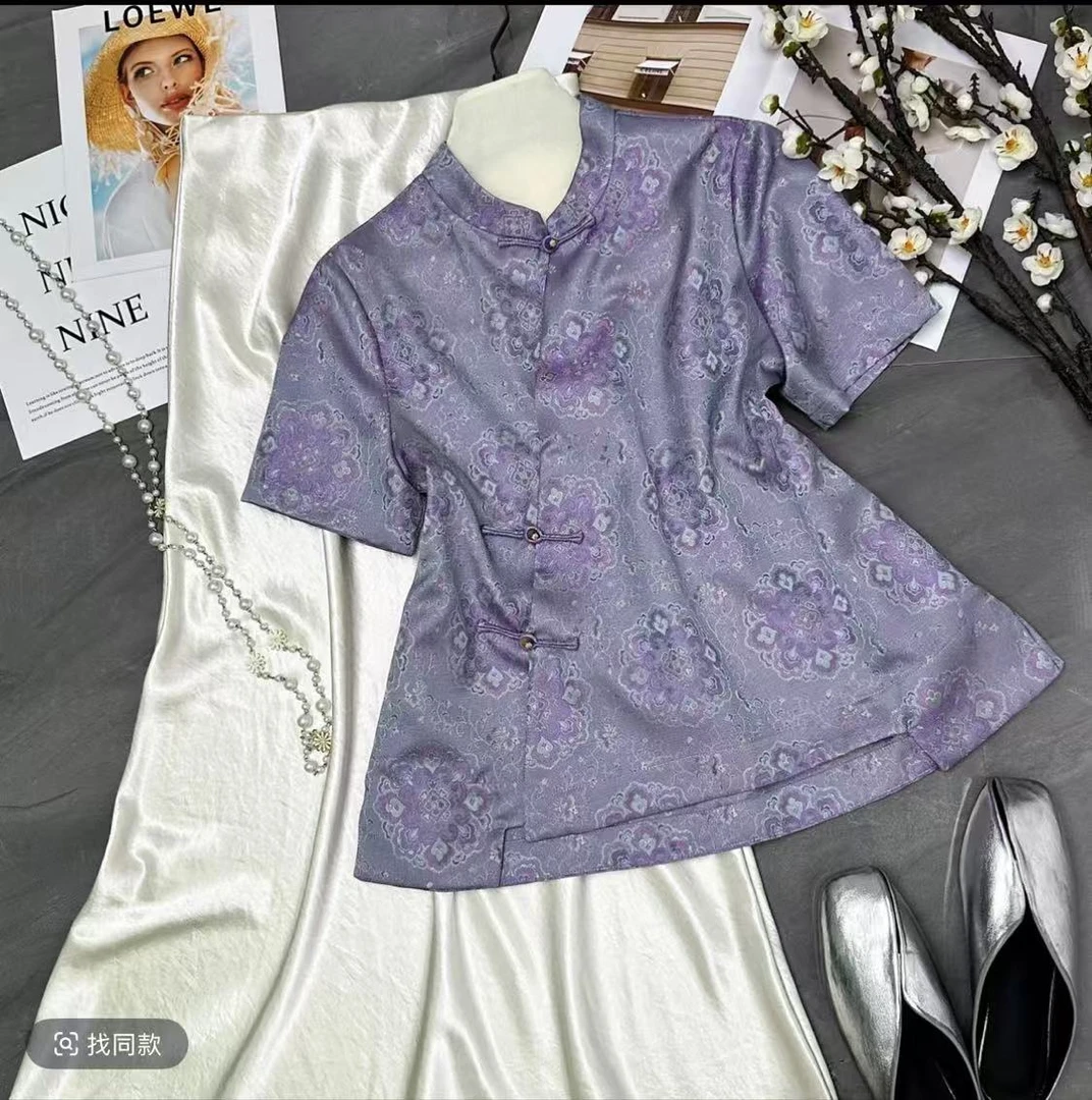 深圳南油女装新中式国风短袖上衣女---特