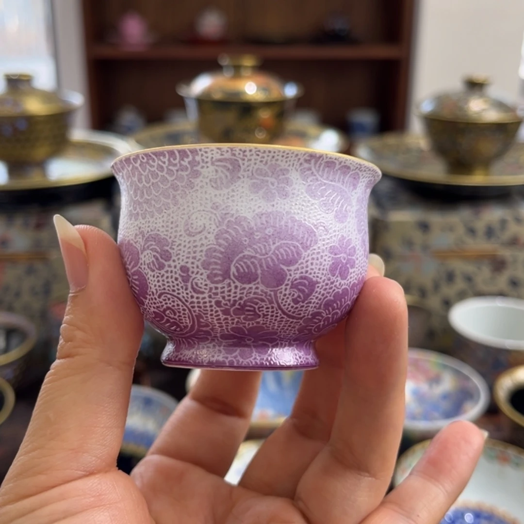 全手工全手绘耙花炉式杯