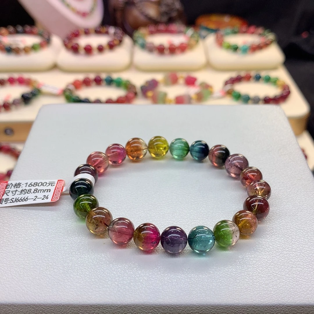 手串未镶嵌碧玺西瓜老矿8.8mm