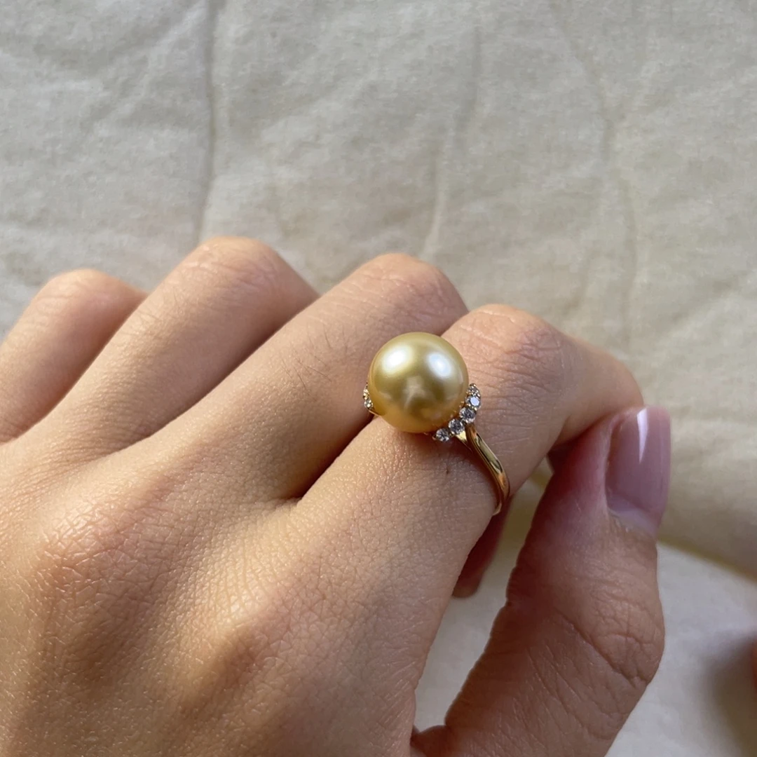 18K金镶嵌戒指海水珍珠