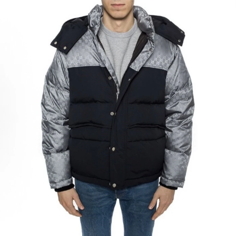 99新 GUCCI/古驰 3395/拼色logo提花拼接羽绒服44码/97新/毒15999