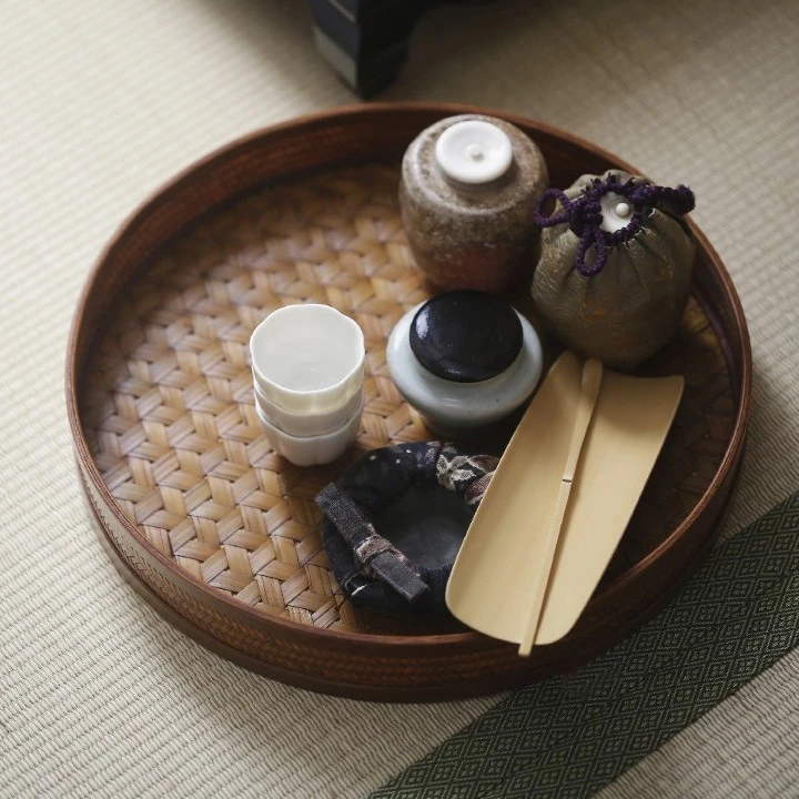 家用竹编茶具托盘 复古茶杯茶器整理收纳盘 新中式茶室轻奢竹茶盘