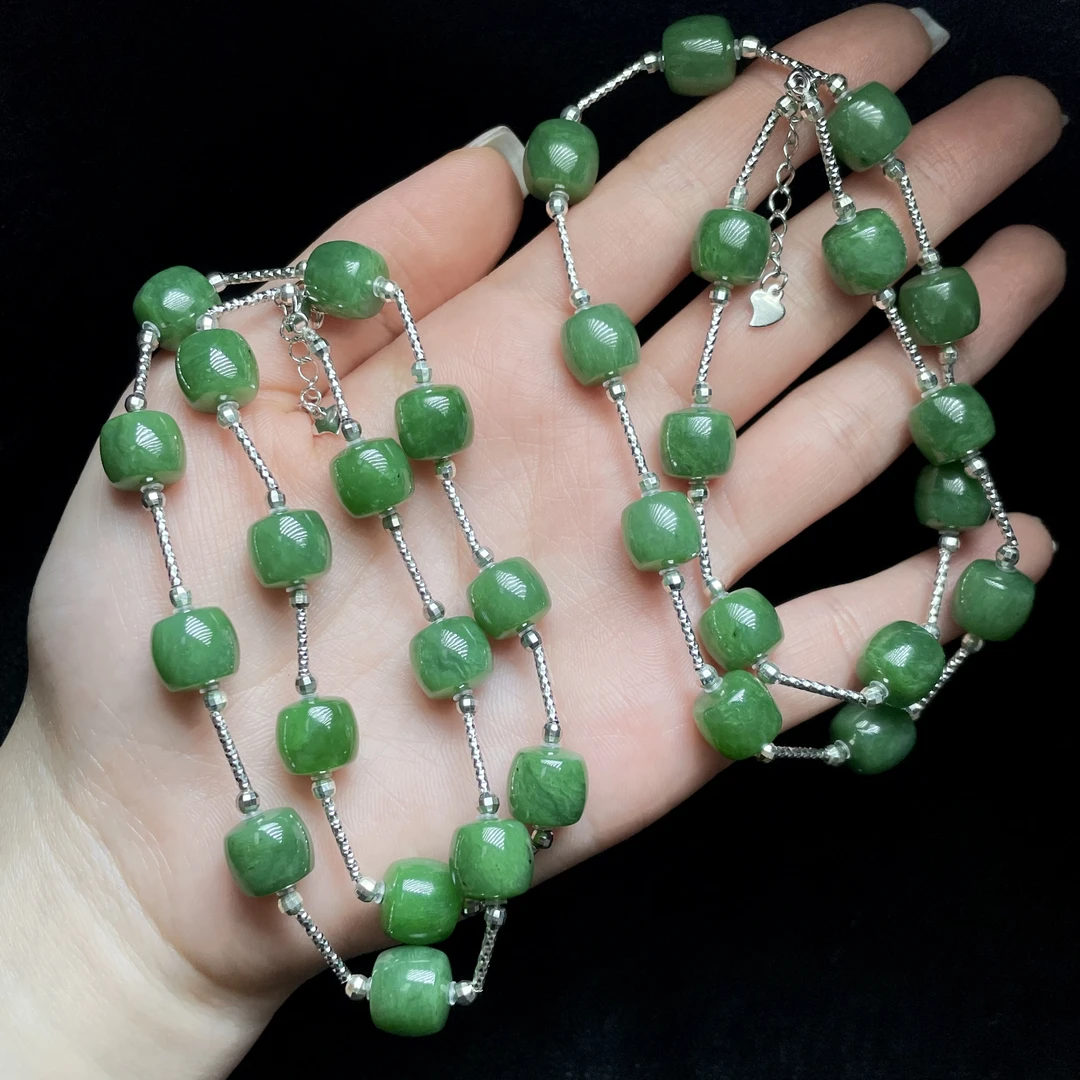 S925银和田玉项链—多样性发一件-约9*9.5mm-V23204-13（东哥）