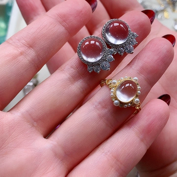 紫晶耳坠戒指银S925镶嵌阿*