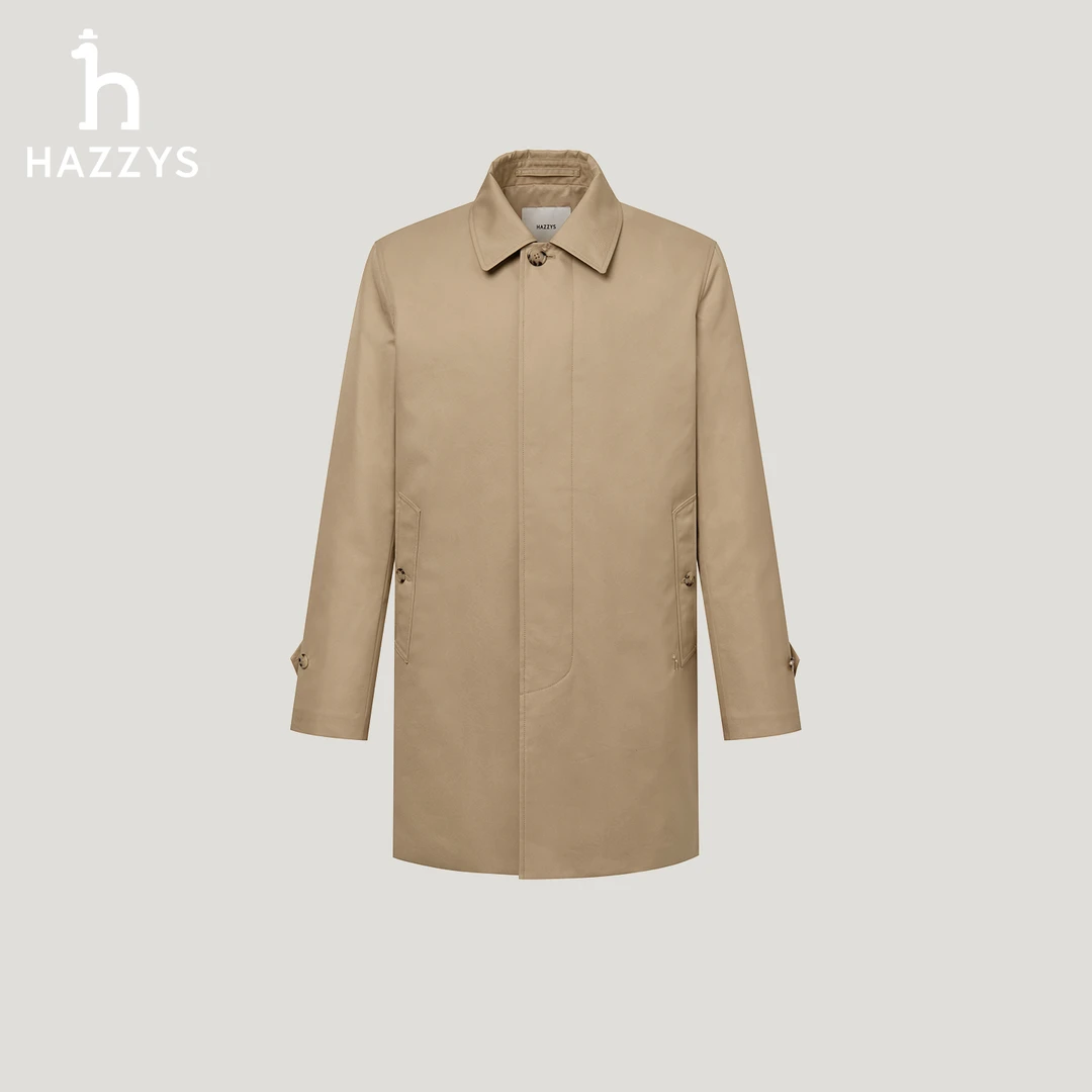 【商场同款】HAZZYS哈吉斯春季男士英伦风外套经典简约中长款风衣