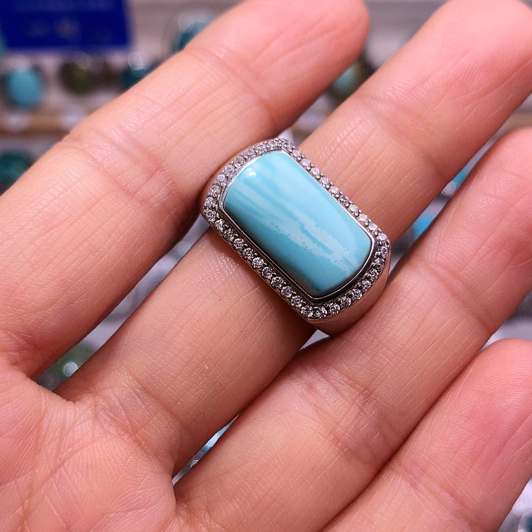 绿松石挂件银S925镶嵌