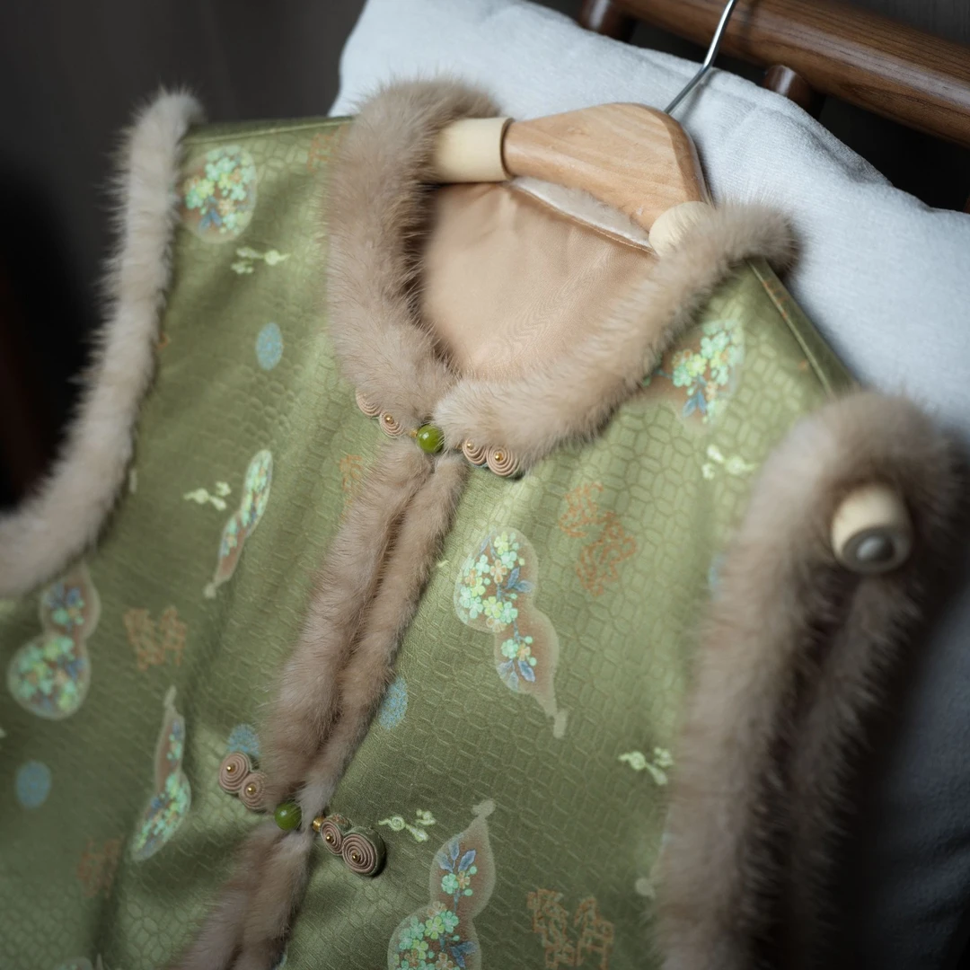 『枝意』新中式满分桑蚕丝国风棉马甲DISQ7086