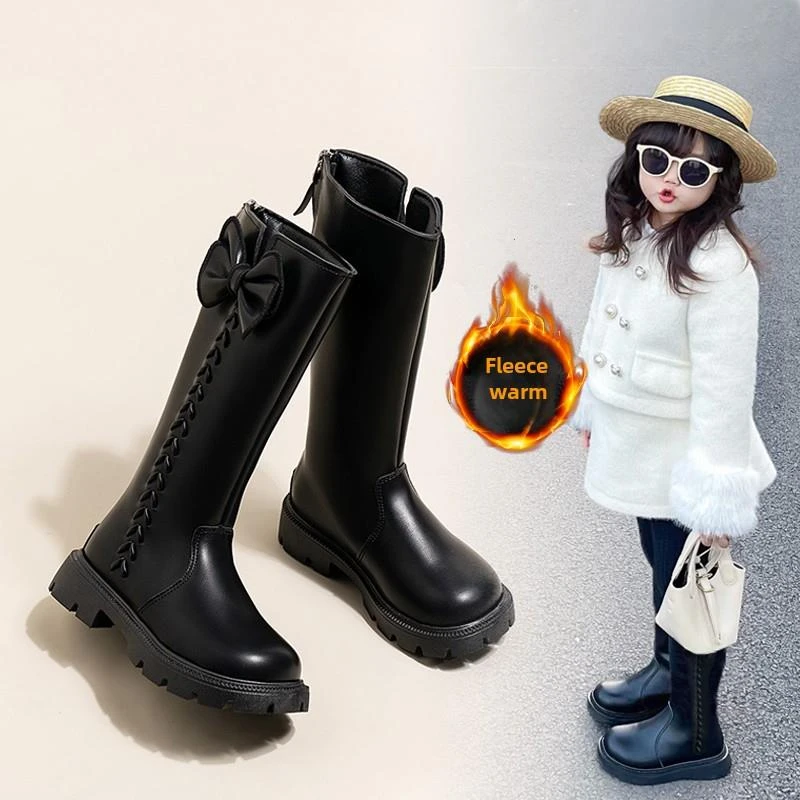 女童靴子2025新款秋冬马丁靴子秋款冬季加绒长筒靴洋气靴子高筒靴