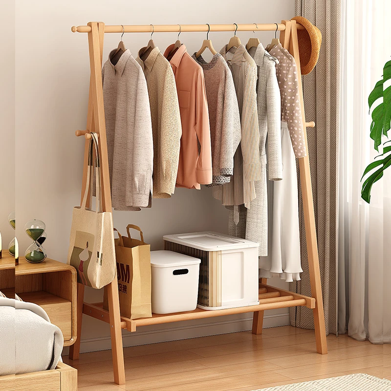 《一颗小树》实木衣帽架落地衣架卧室家用挂衣架室内榉木质简易房间