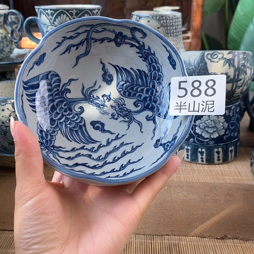 手工手绘青花高温陶瓷
