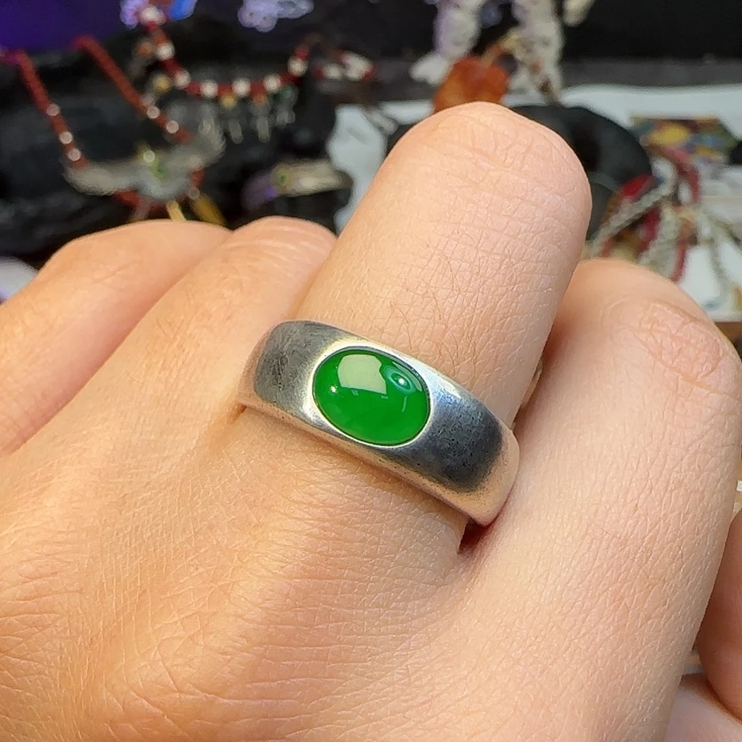阿***_翡翠银S925镶嵌戒指