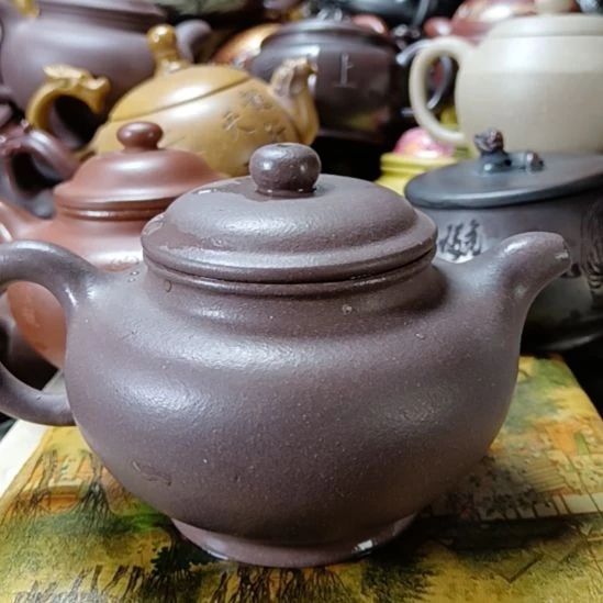 紫砂茶壶宜兴原矿天青柴烧手工350cc紫砂壶