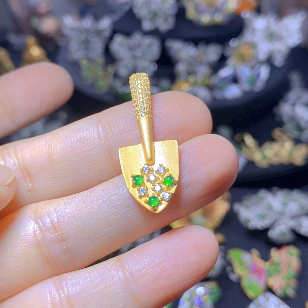 翡翠银S925镶嵌吊坠(不含链)天然翡翠