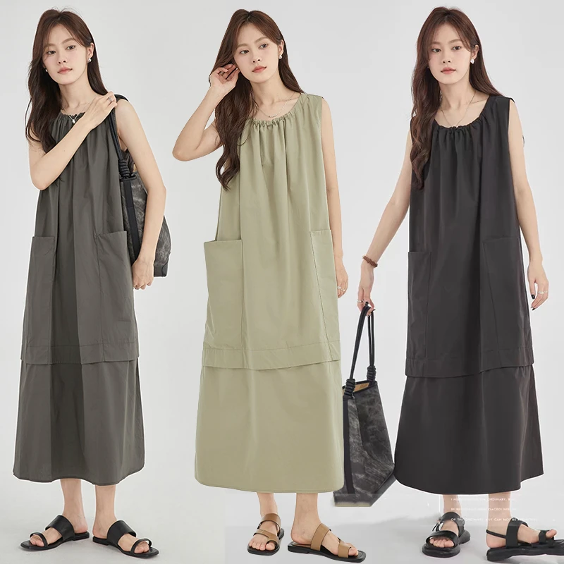 孕妇装2025夏季新款慵懒风薄款无袖背心连衣裙休闲气质裙子孕妇裙