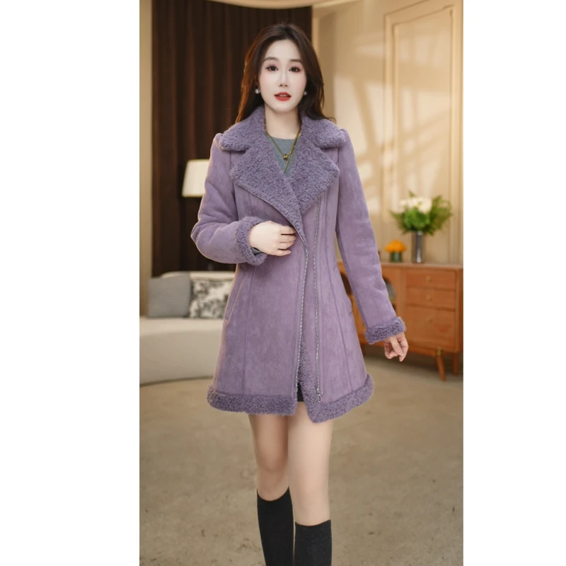 【外套】冬季新款设计感保暖时尚简约大气中长款女士外套M-2XL
