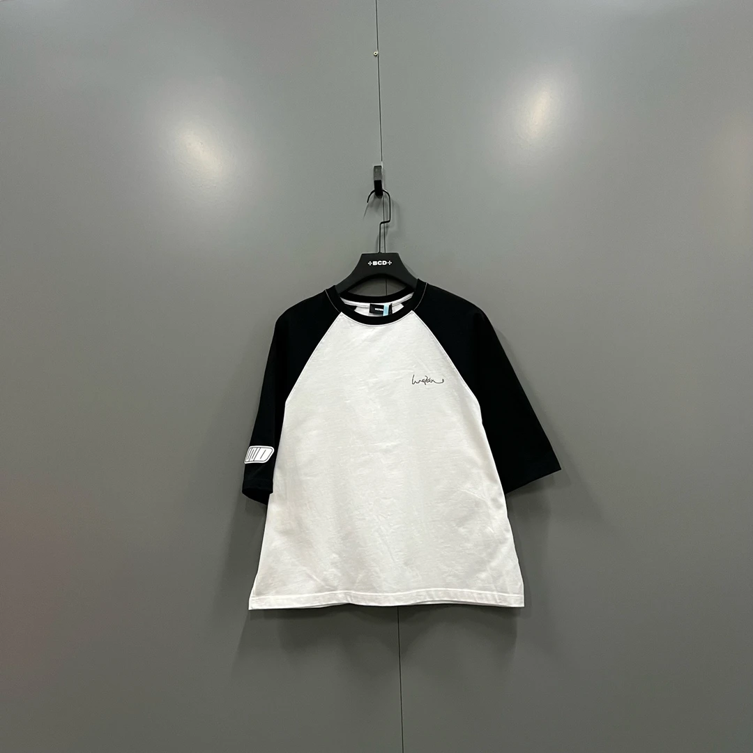 99新 maje (ll) WE11DONE 黑白拼色水钻logo短袖 M码206179