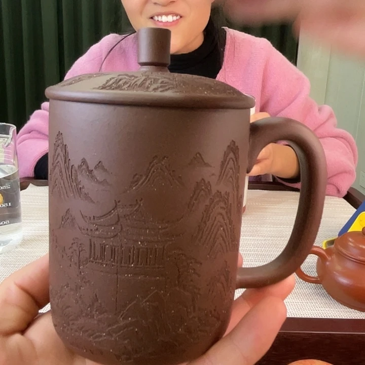 原矿紫砂紫泥盖杯