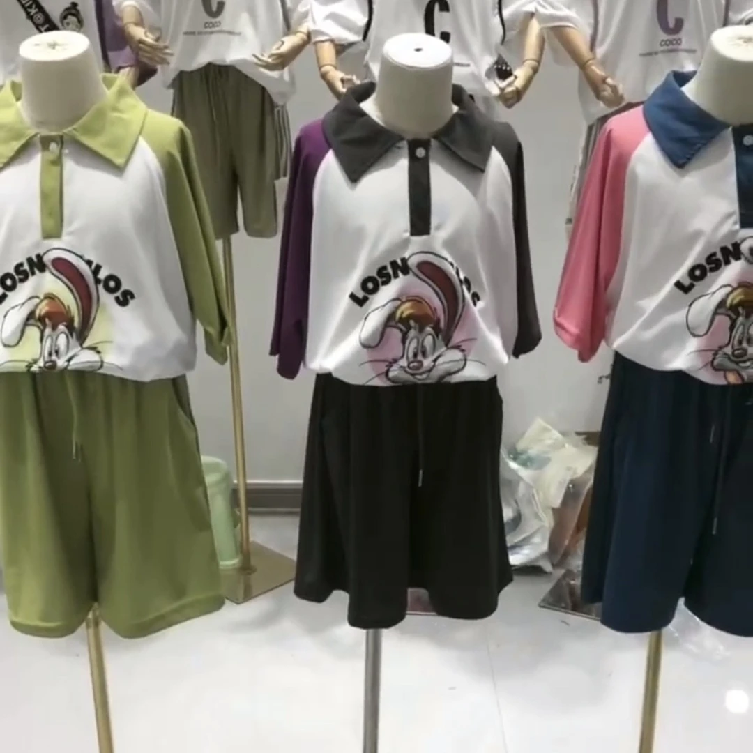 5813中大童夏款冰爽珠地棉运动套装